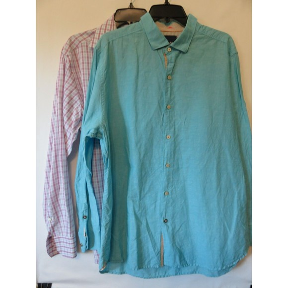 Tommy Bahama Lot 2 Linen/Cotton Blend L/S Button Down Shirt Men Sz L-Sz 16 34-35 - Picture 2 of 12